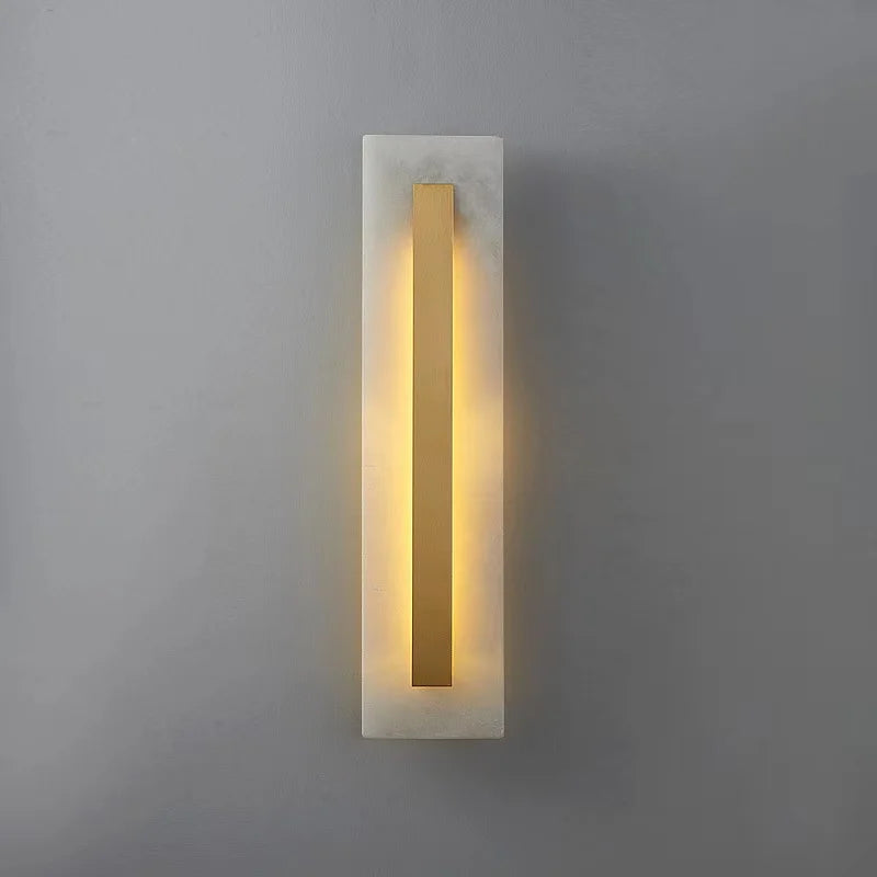 Postmodern Copper Marble Wall Lamp Indoor Gold Luxury LED Sconce For
