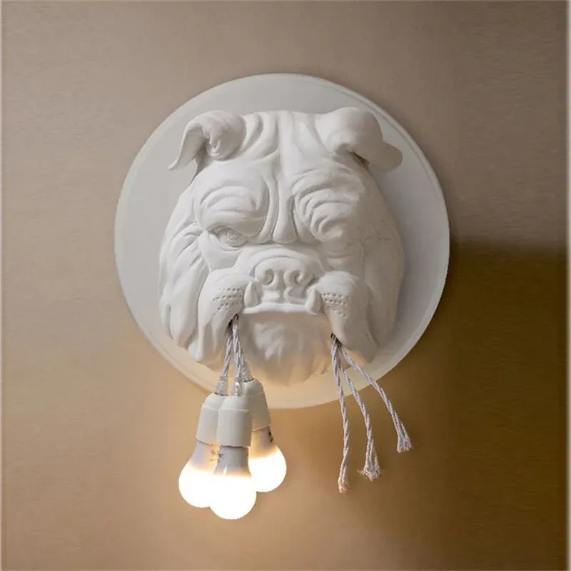 Animal LED Wall Lamp Resin Dog Decorative Wall Lights Living Room