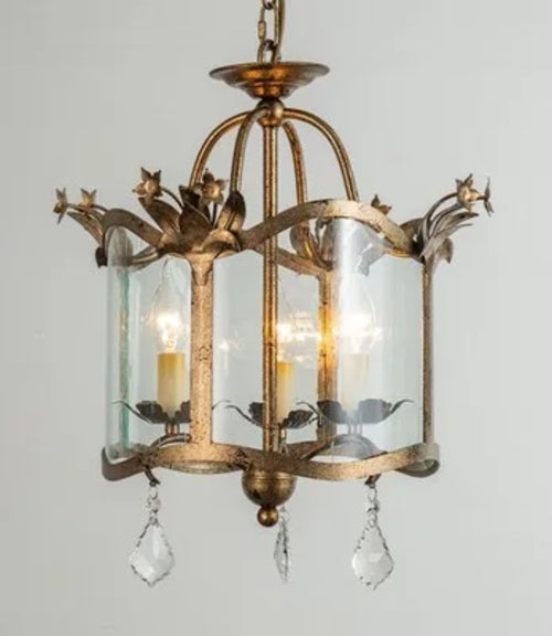 American retro glass chandelier study classical iron art old bedroom