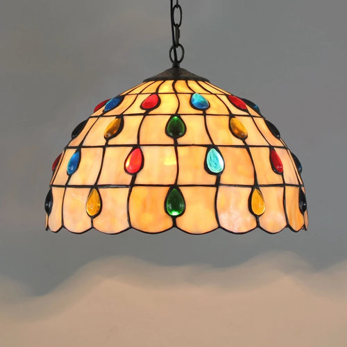 Retro Tiffany Pendant Lamp Led Colorful Stained Glass Pendant Lights