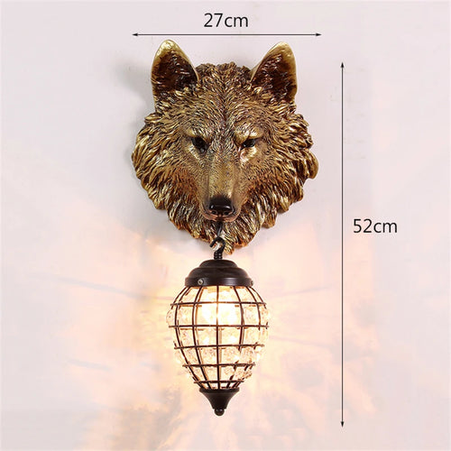 American Retro Resin Wolf Wall Lamp Animal Wall Lights Living Room