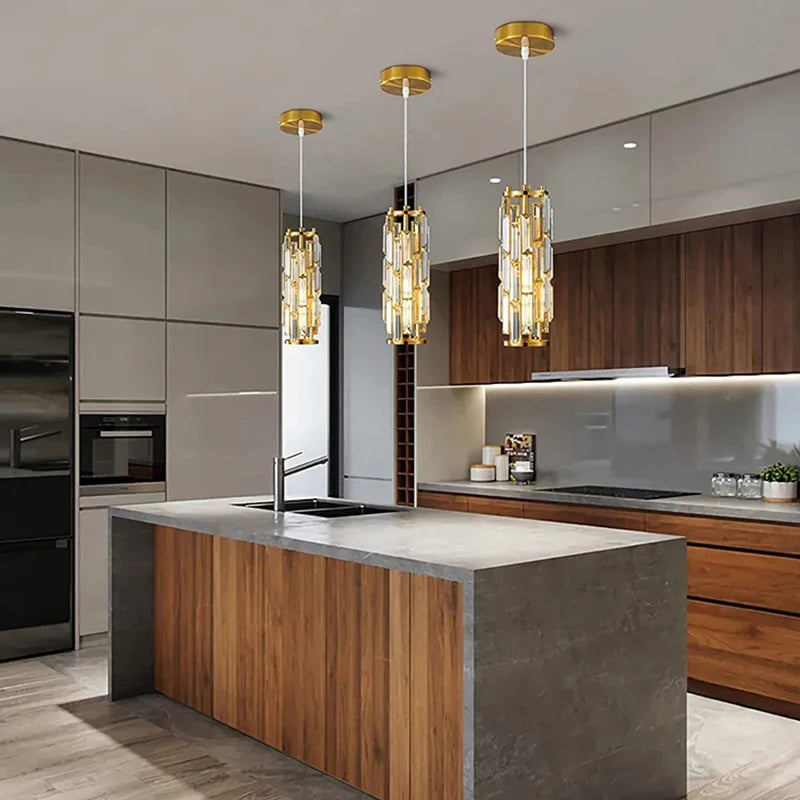 Small Gold Chandeliers Lighting For Kitchen Modern Black Crystal