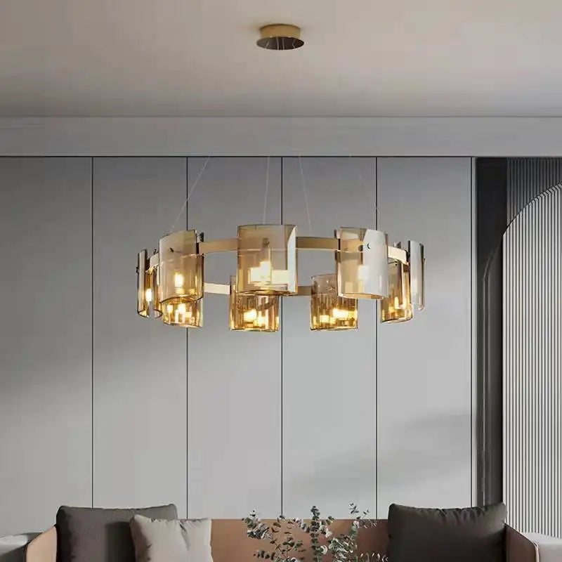 Nordic Light Luxury LED Glass Chandelier