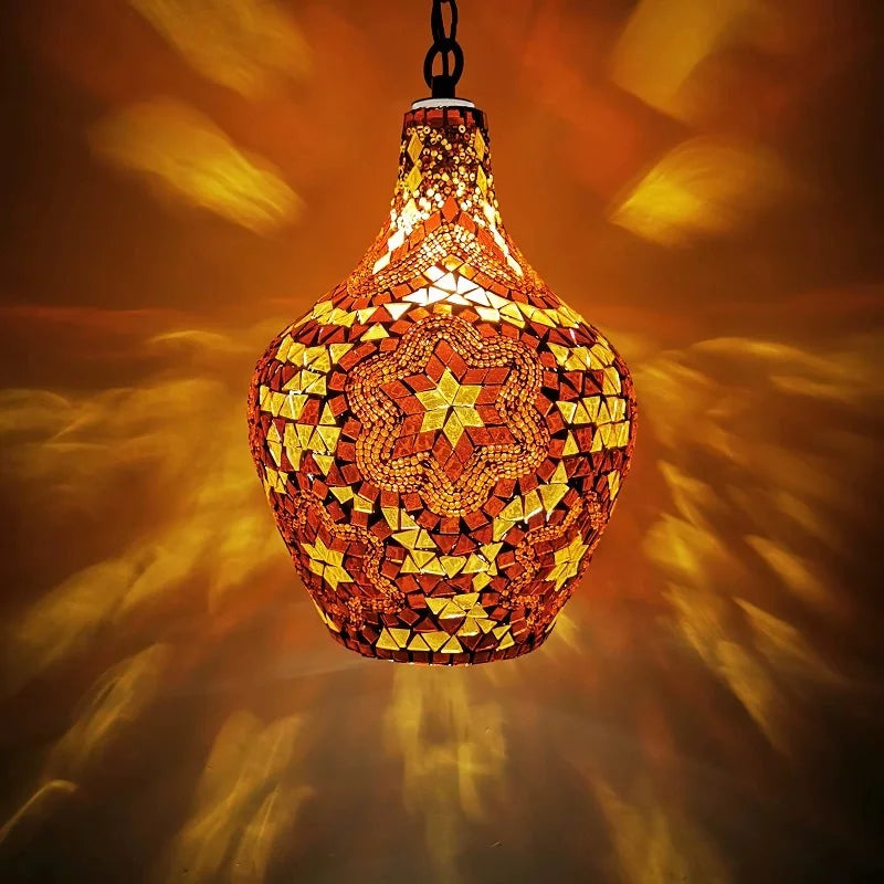 Turkish Mosaic Vase Pendant Lamp Ethnic Customs Handmade Lampe