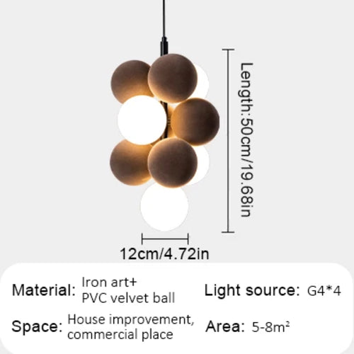 Nordic Led Chandelier Bubbles Over The Table Bedside Lamp Modern brown