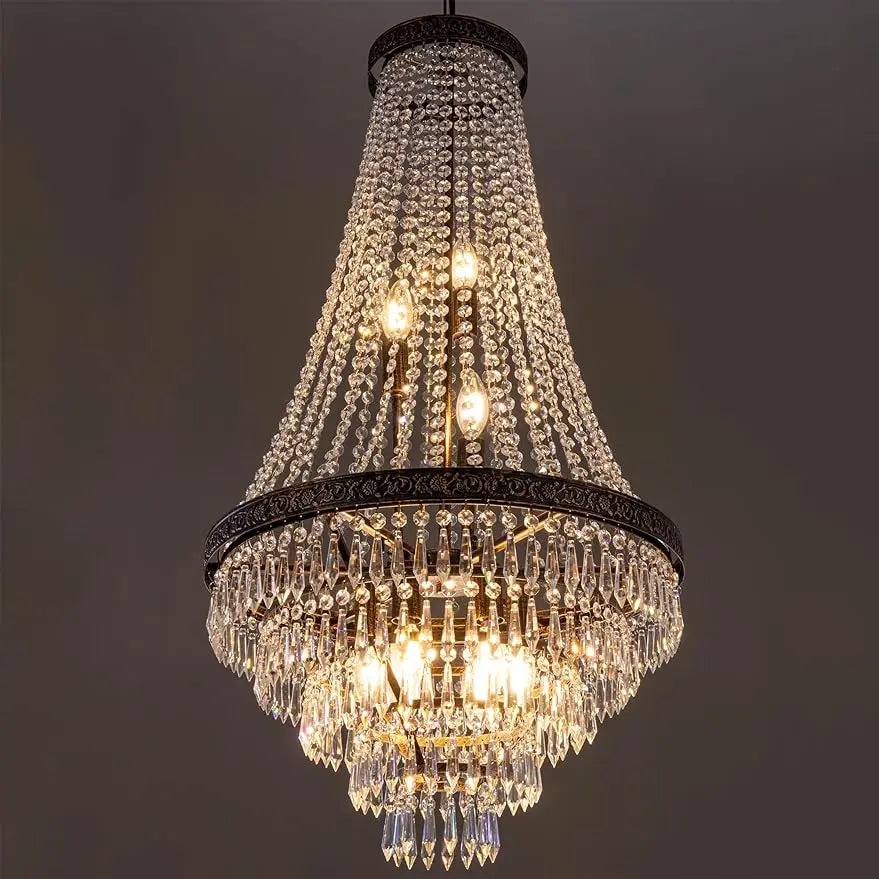 Tochic Crystal Chandelier Lights,9 Lights French Empire Country