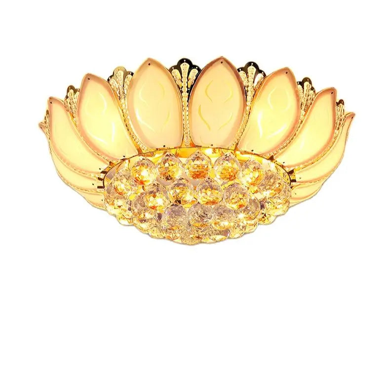 Bedroom light modern simple round lotus crystal light warm romantic