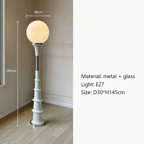 Nordic Minimalist Cream Style Glass Shade Led Floor Lamp Living Room
