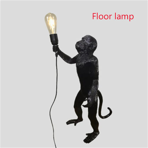 Nordic LED Monkey Pendant Lights Vintage Hemp Rope Resin Pendant Lamps