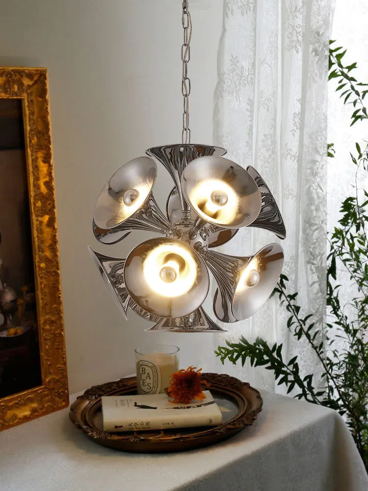 Italian creative design living room retro horn shape chrome chandelier
