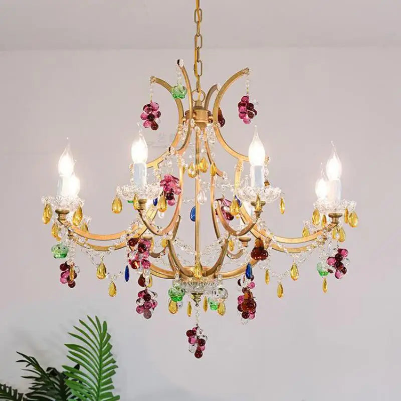 Colorful Dressing room pendant Crystal Chandelier LED candle Light