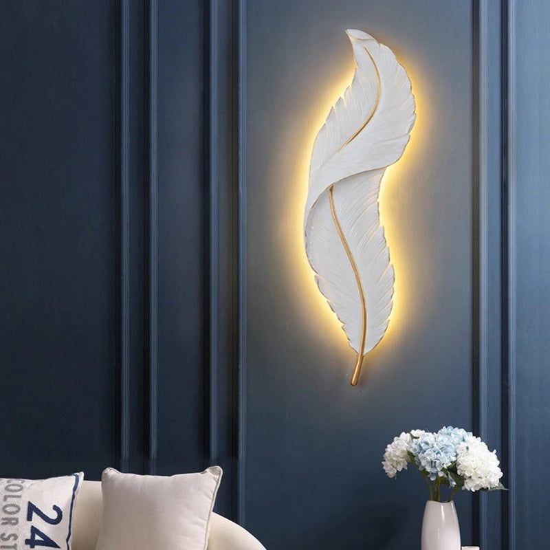 Modern Feather Wall Light RGB Led Wall Lamp for Bedroom Bedside