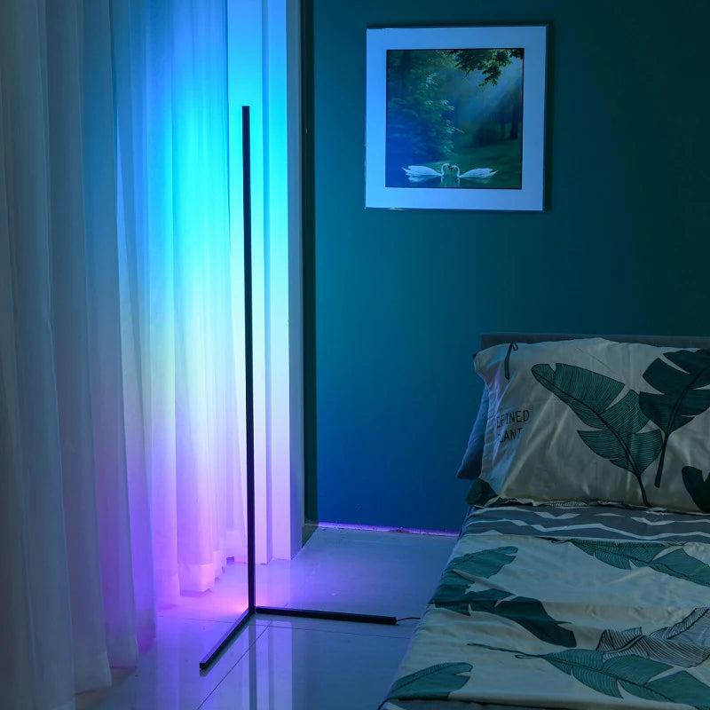 Modern LED Corner Floor Lamp RGB Floor Light Colorful Bedroom Living