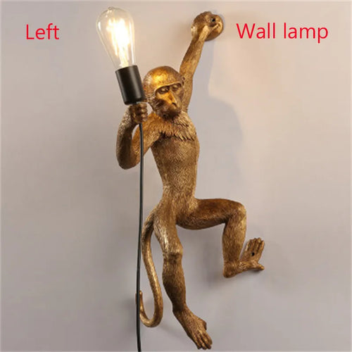 Nordic LED Monkey Pendant Lights Vintage Hemp Rope Resin Pendant Lamps