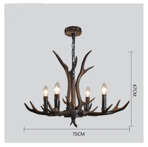 Antler Resin Chandelier with Lampshade Retro Style Light for Living