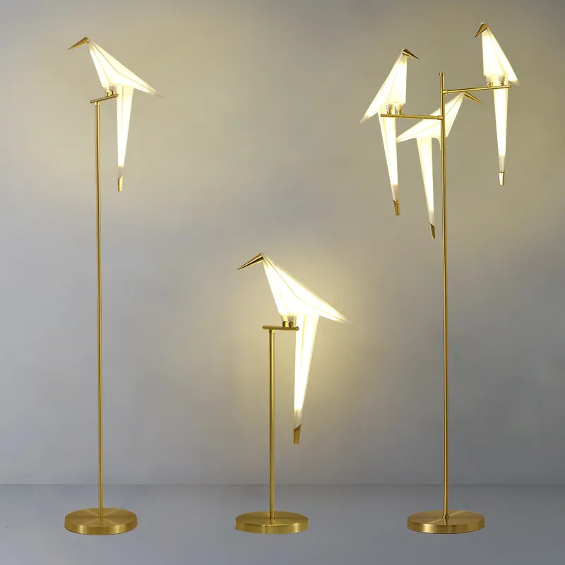 Nordic Acrylic Bird Floor Lamp for Living Room Luxury Paper Cranes