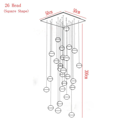 Large Foyer Crystal Chandelier LED Stair Hanging Lamps Crystal