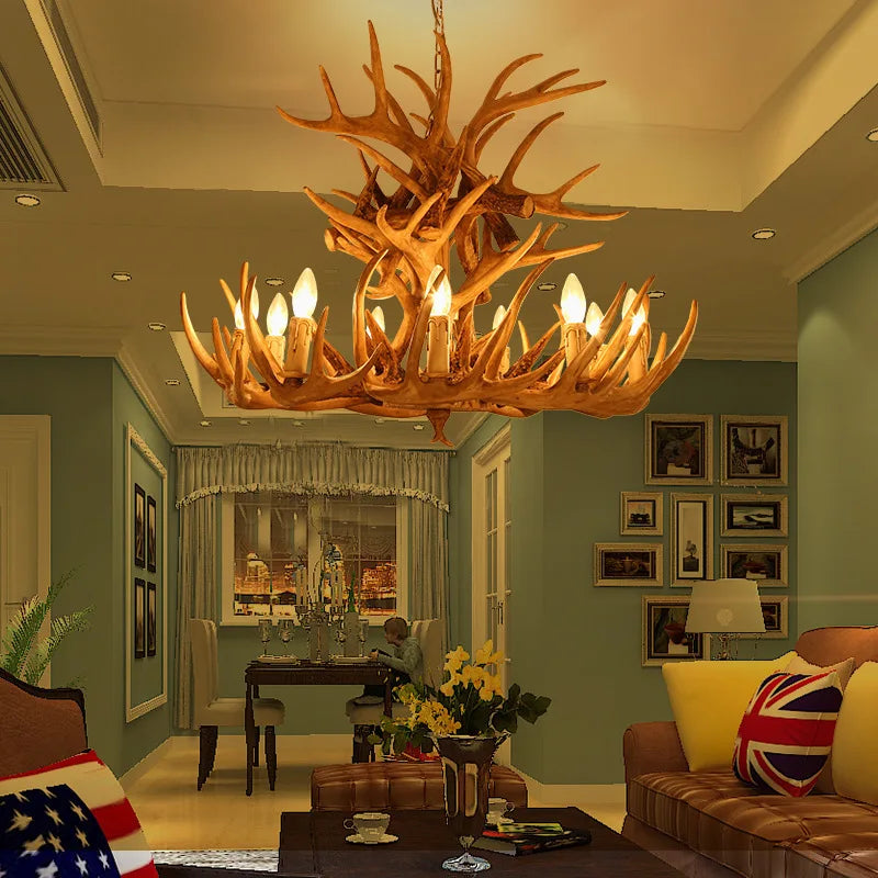 American Country Antler Pendant lights Candle Antler Chandelier