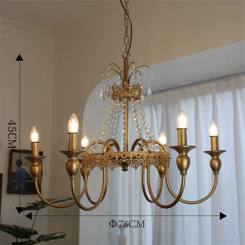 Retro crown candle lamp light luxury atmospheric crystal chandelier