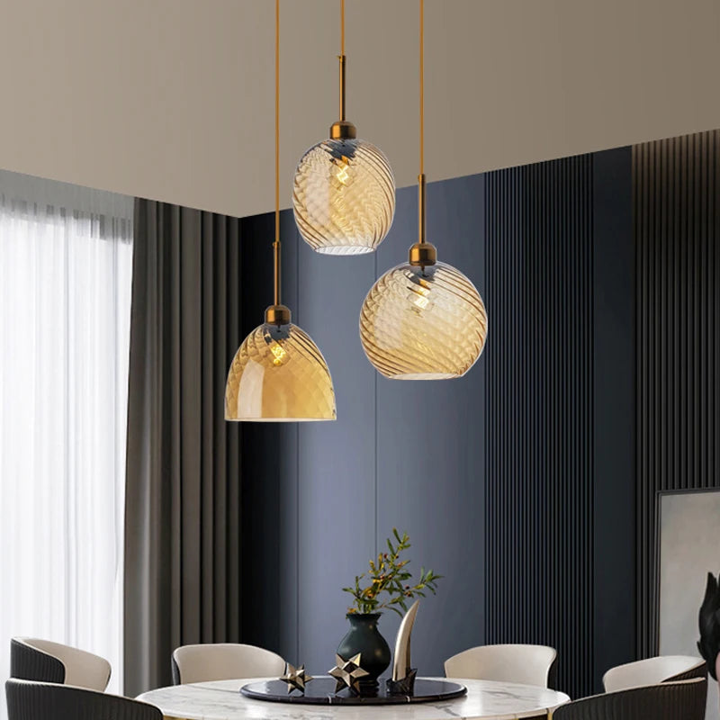 Modern Strip Glass LED Pendant Lights Nordic Pendant Lamp Living Room