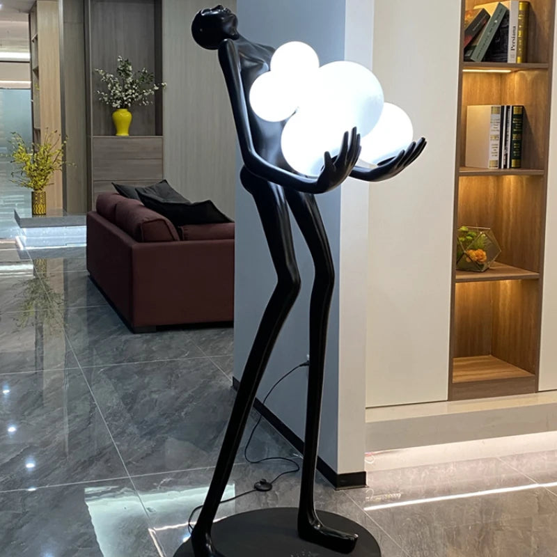 Humanoid Art Sculpture Ball Floor Lamp Living Room Sofa Next to