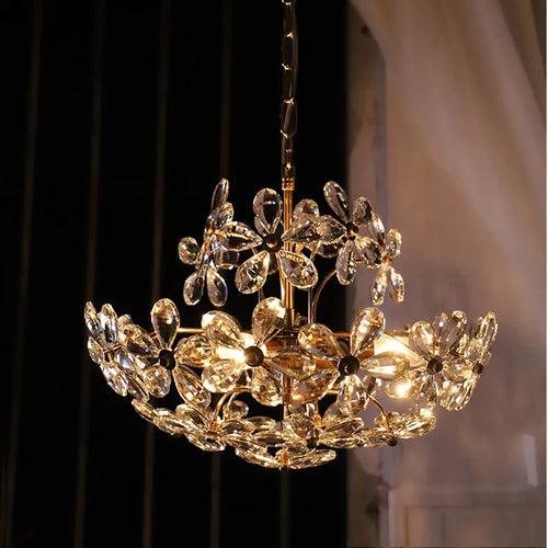 French pure copper light luxury dream crystal flowers chandelier home