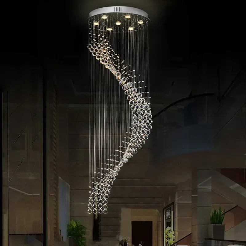 Crystal Modern Chandelier Single Spiral Ladder LED Chandeliers For