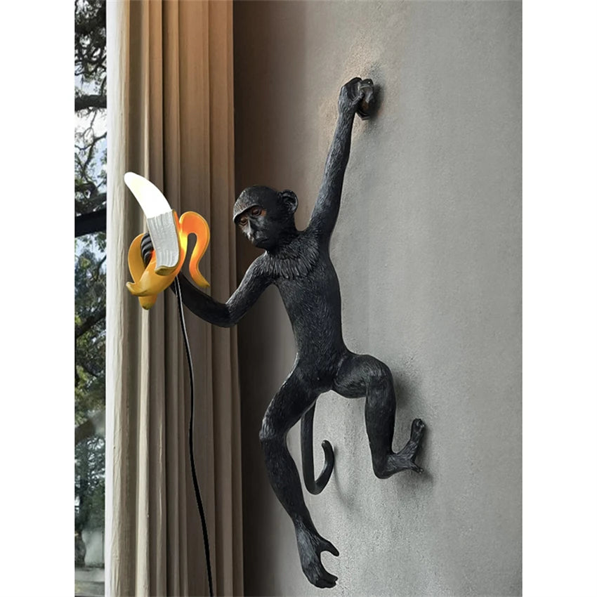 Banana monkey resin wall lamps Nordic aisle hallway bedroom design
