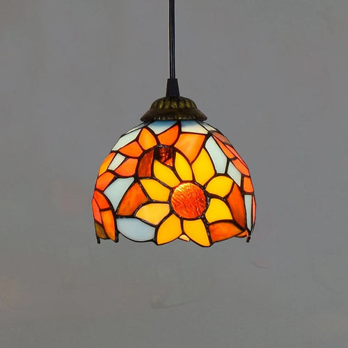 Tiffany Retro Stained Glass Pendant Lights Mediterranean Hanging Lamp