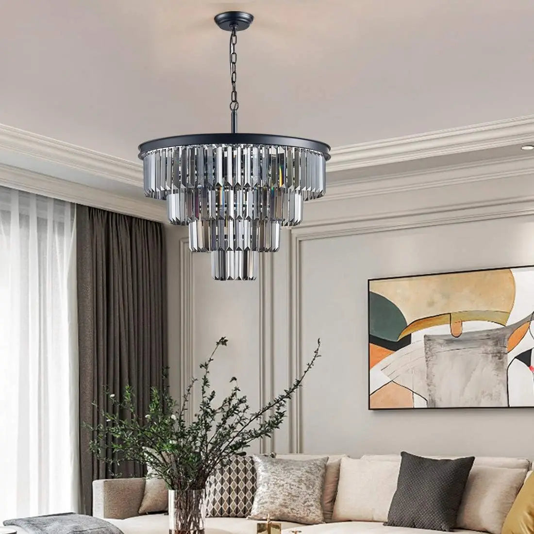 Black Smoke Crystal Modern Contemporary Chandeliers Pendant Ceiling