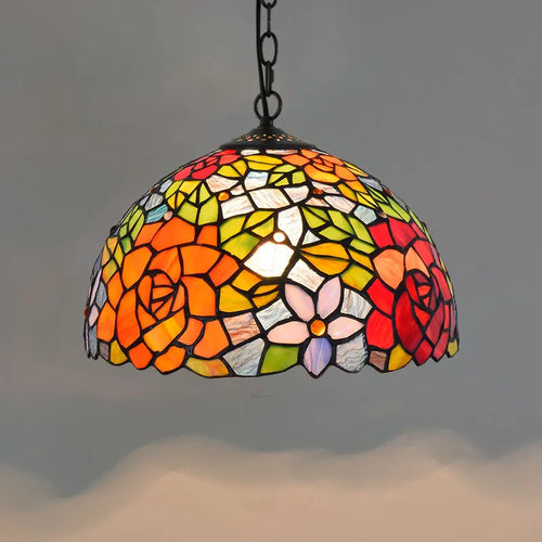 Retro Tiffany Pendant Lamp Led Colorful Stained Glass Pendant Lights