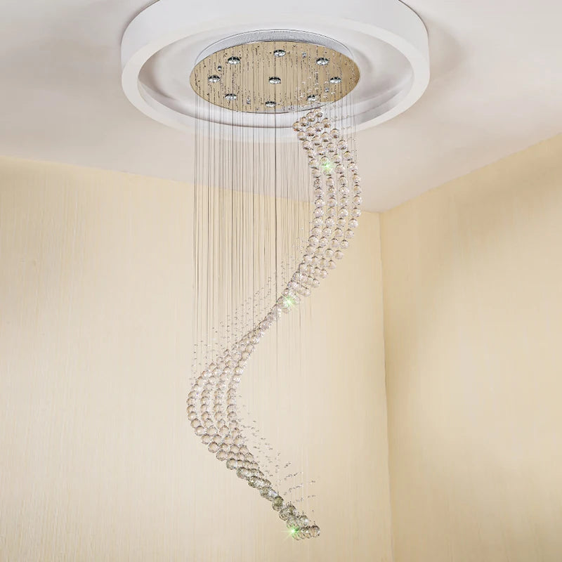Crystal Modern Chandelier Single Spiral Ladder LED Chandeliers For