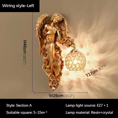 Modern Indoor Angel Wall Light LED Gold Creative European Resin