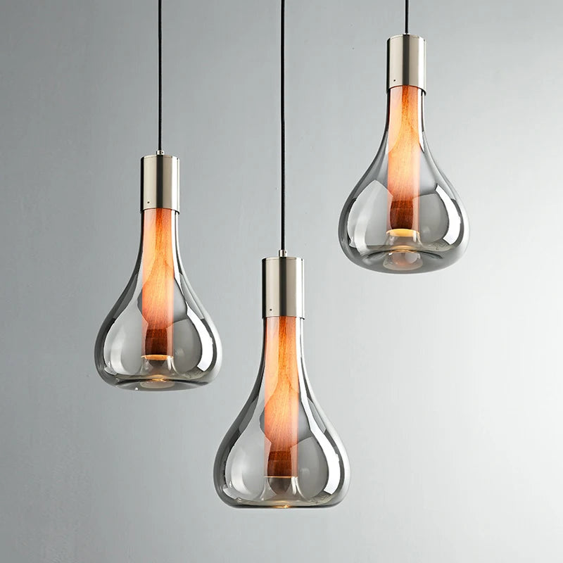 Modern Transparent Glass Led Pendant Lamps for Living Room Bedroom