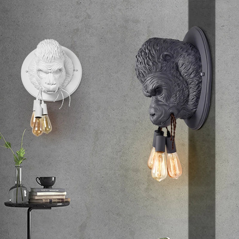 Modern Creative Personalized Resin Gorilla Wall Lamps Retro Animal LED
