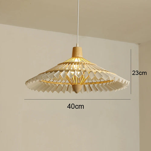 Chinese Style Wood Bamboo Pendant Lights Vintage Umbrella Hanging Lamp