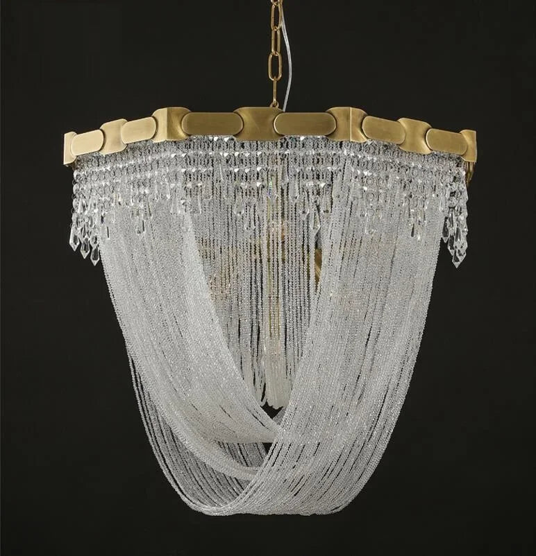 American crystal living room chandelier luxury gold villa hall lamp