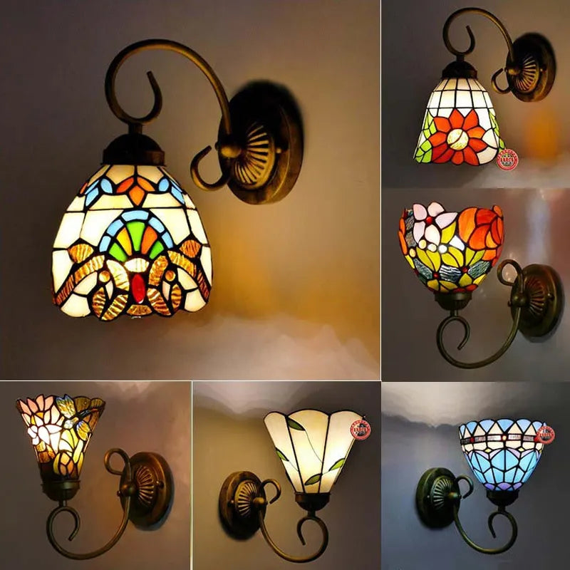 Tiffany LED Wall Lamp Vintage Stained Glass Iampshade Wall Lights