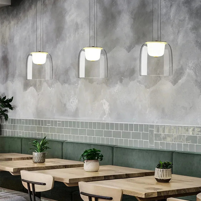 Nordic Transparent Glass Chandelier Household Restaurant Bar LED