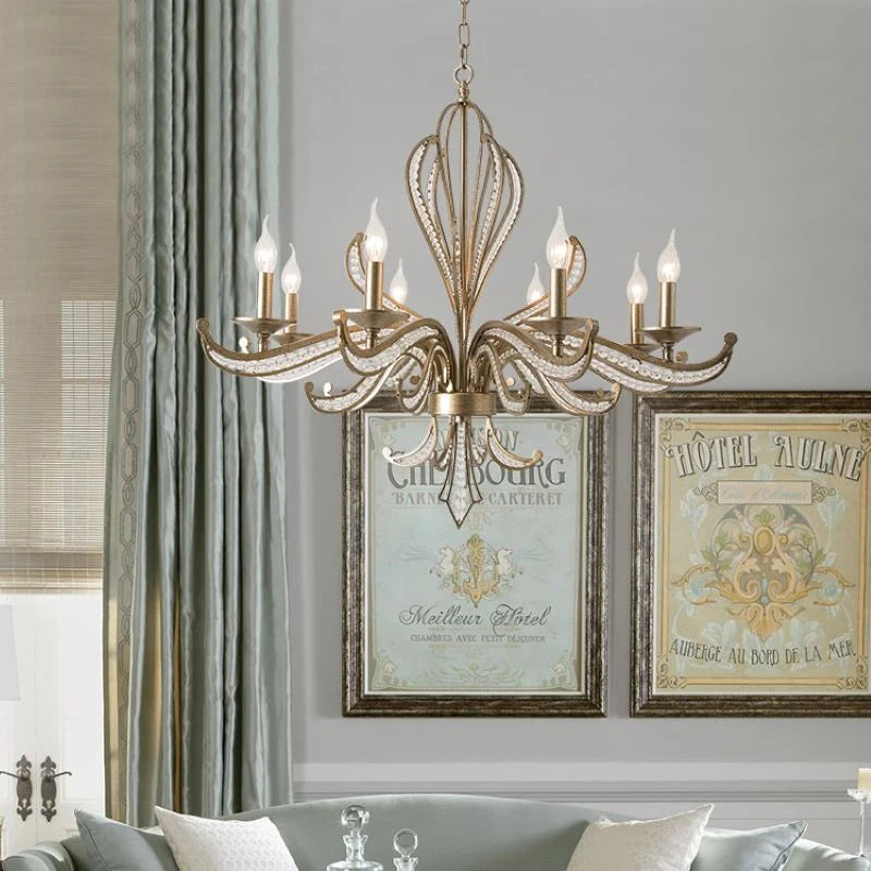 American Retro Crystal Chandeliers French Creative Candle