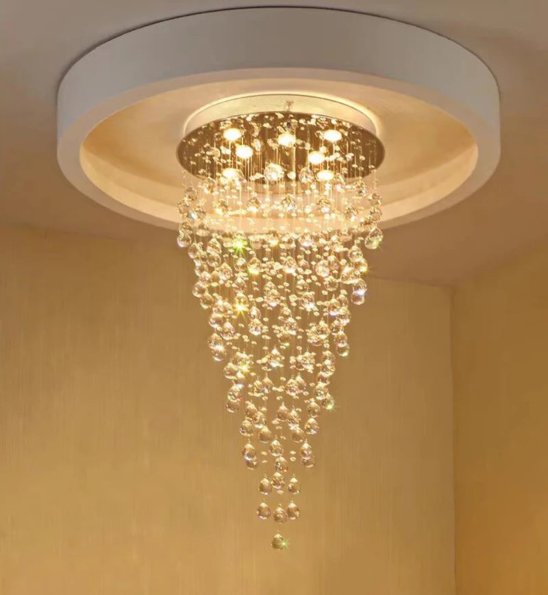 Modern Foyer Crystal Chandelier For Staircase Lobby Hall Luxury