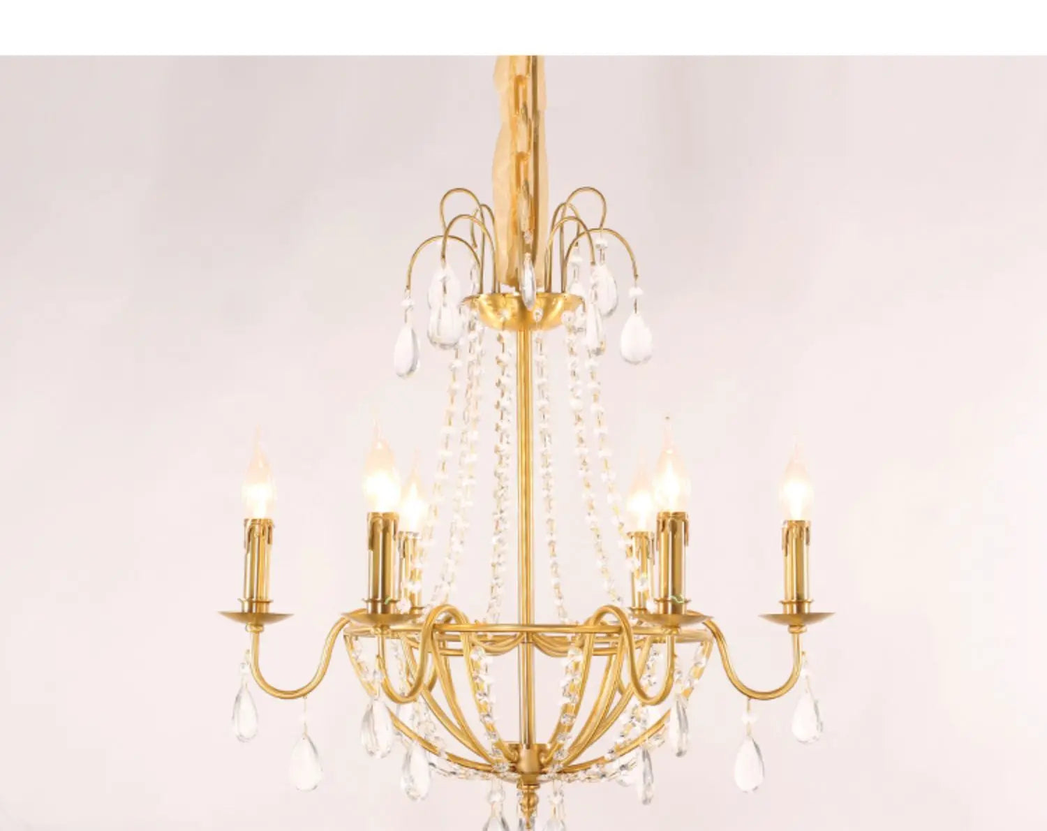 All-Copper Bedroom Crystal Chandelier Retro Restaurant Cloakroom Study