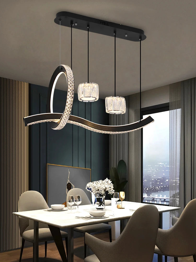 Black Dining Room LED Chandelier