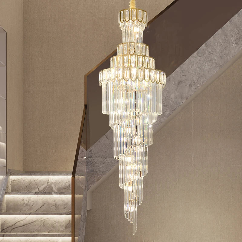 Modern Light Luxury Rotating Staircase Lamp Building Mid-floor Hollow