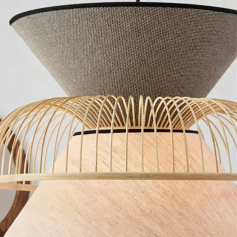 Japanese Fabric Bamboo wood pendant light Modern Minimalist  pendant