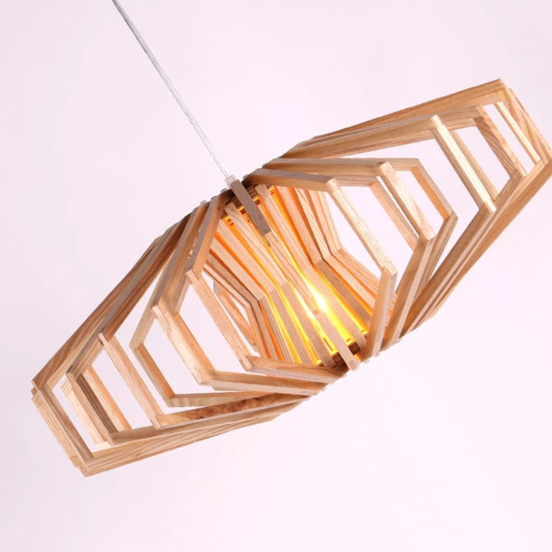 Simple Nordic solid wood chandelier warm bedroom lamp restaurant