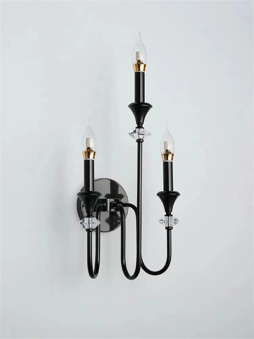 French copper candle holder black wall lamps antique American crystal