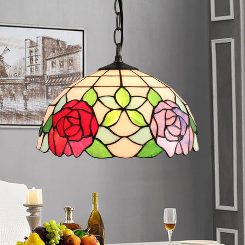 Retro Tiffany Pendant Lamp Led Colorful Stained Glass Pendant Lights