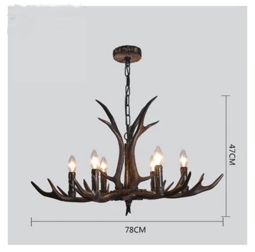 Antler Resin Chandelier with Lampshade Retro Style Light for Living