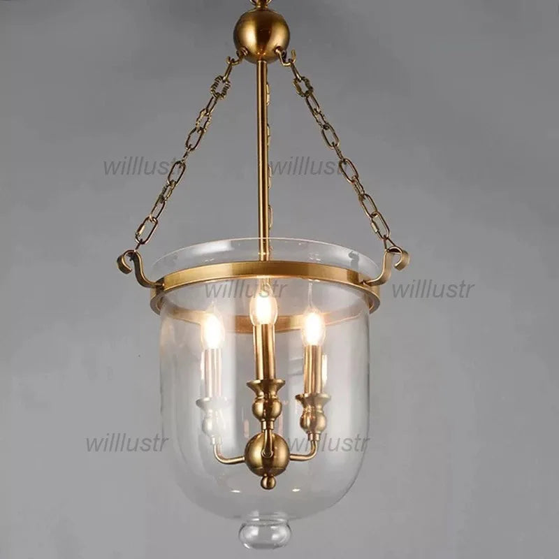 Modern Iron Candle Pendant Lamp Creative Glass Bucket Hanging Light
